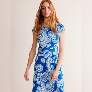 Boden Women’s Florrie Blue and White Cotton Dress Size 10
